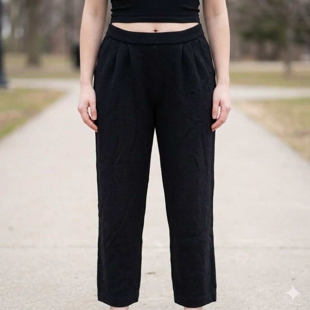 Vintage St. John Collection Marie Gray Santana Knit‎ Pants 4 Black Made in USA